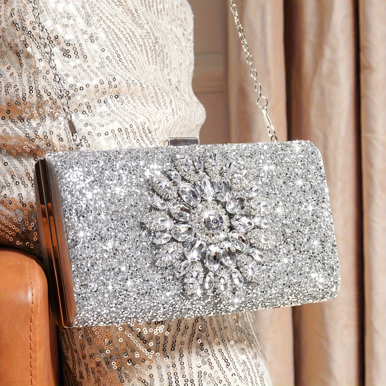 Allover Rhinestone Evening Bag, Sparkly Box Clutch Purse, Women's Square  Handbags For Wedding Prom Party - Temu