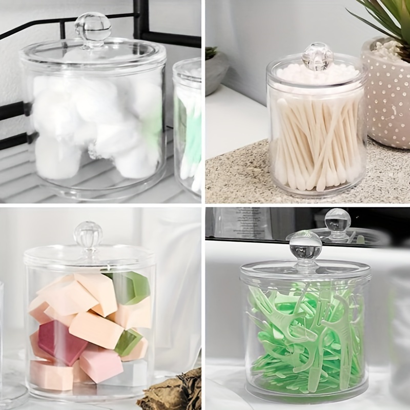 MyGift Juego de 6 tarros de boticario de vidrio transparente con tapa  transparente, recipientes decorativos de almacenamiento de cocina y baño,  tarros
