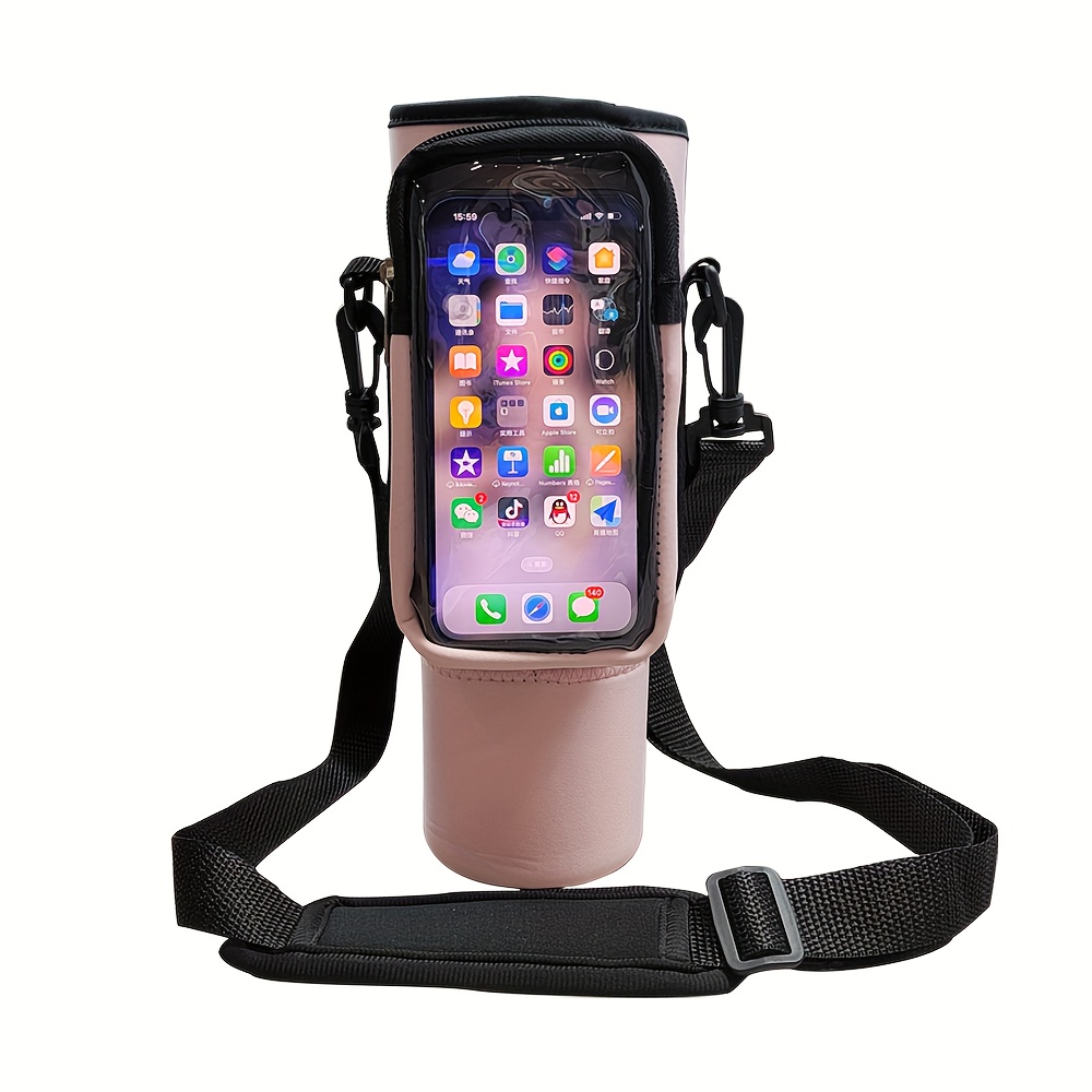 Water Bottle Carrier Bag With Phone Pocket For Stanley 40oz Tumbler With  Handle Neoprene Water Bottle Holder Pouch With Adjustable Strap Bollus With  S