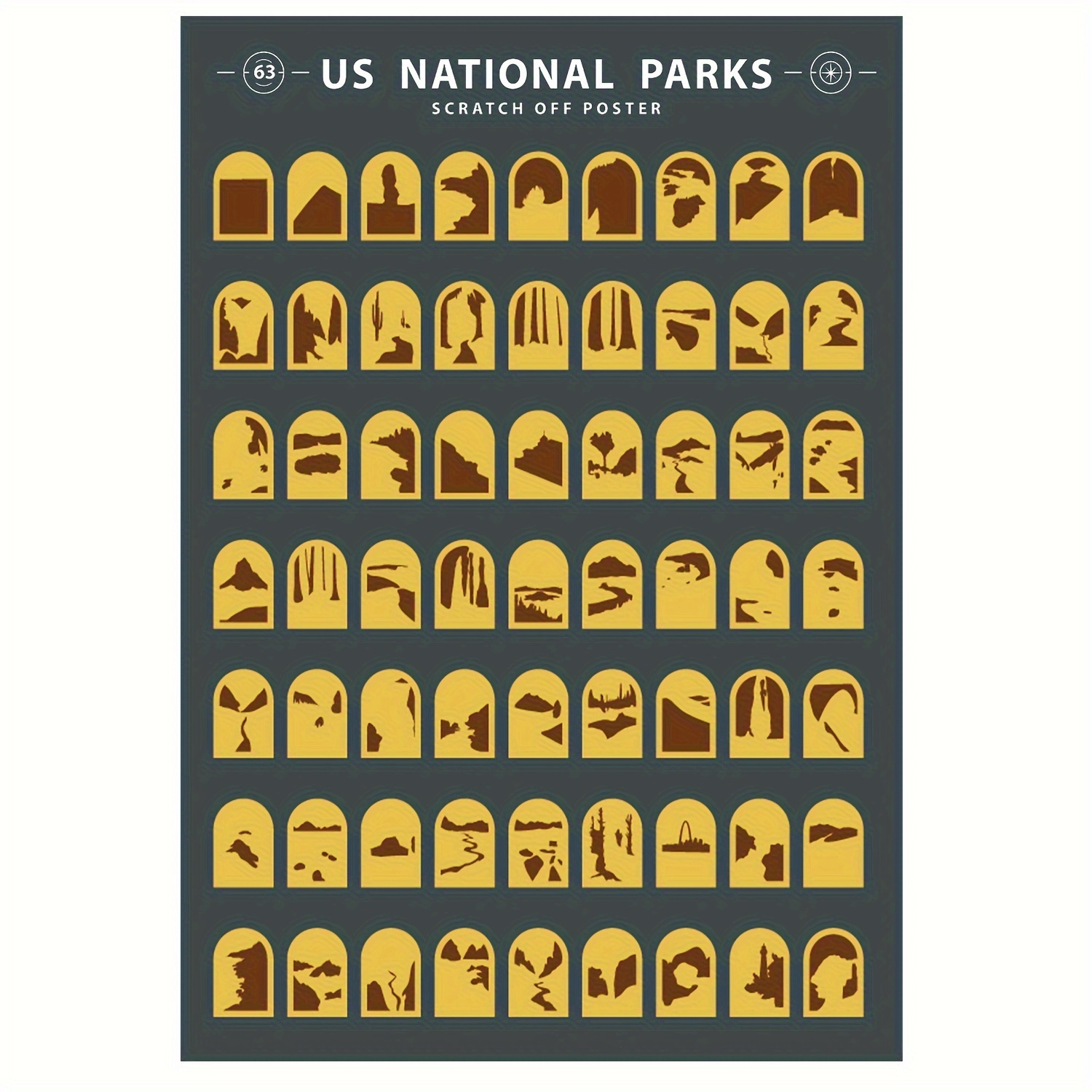 Us National Parks Scratch Off Poster Map Of 63 National - Temu