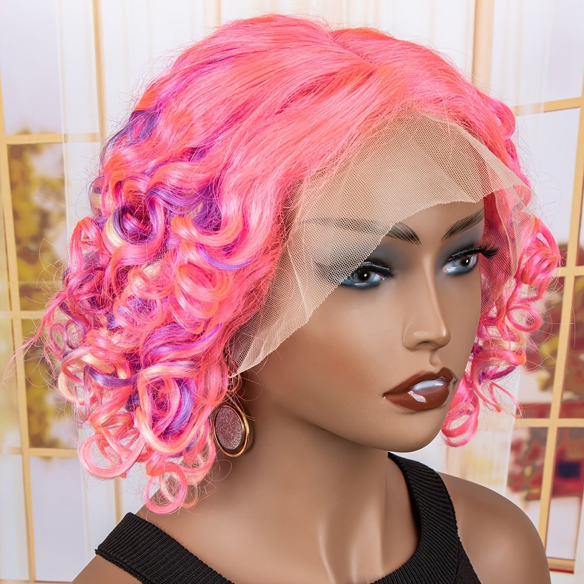 150 Human Hair Lace Front Wigs 13x4x4 Pink Curly Short Bob Wig For Women  Cosplay - Beauty & Personal Care - Temu