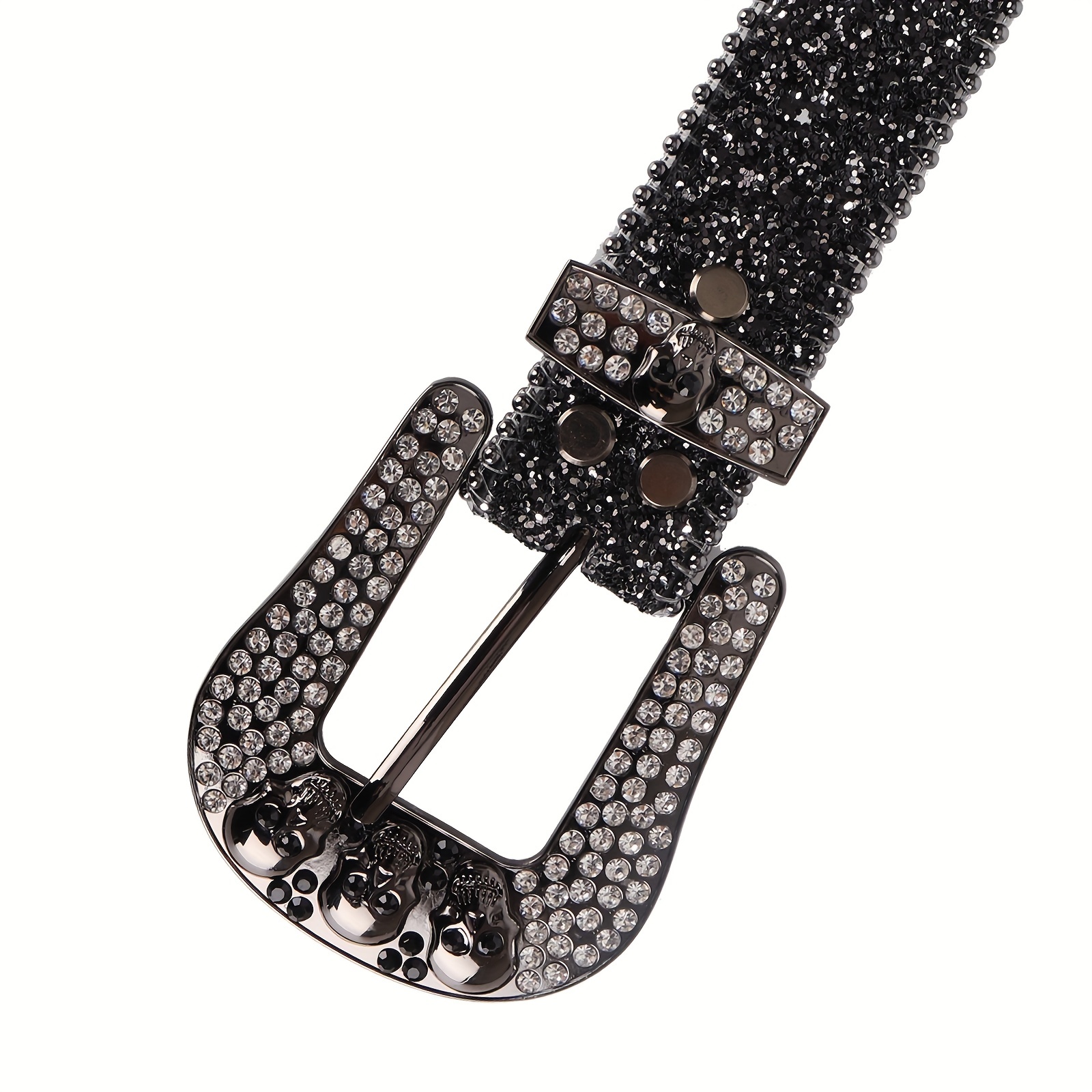 Mens Sparkle Rhinestone Skull Belts Western Punk Inlaid Artificial Diamond Leather  Belt Jeans Strap Skull Buckle Belt Men Women Cowboy Cowgirl Ideal Choice  Gifts, Buy , Save