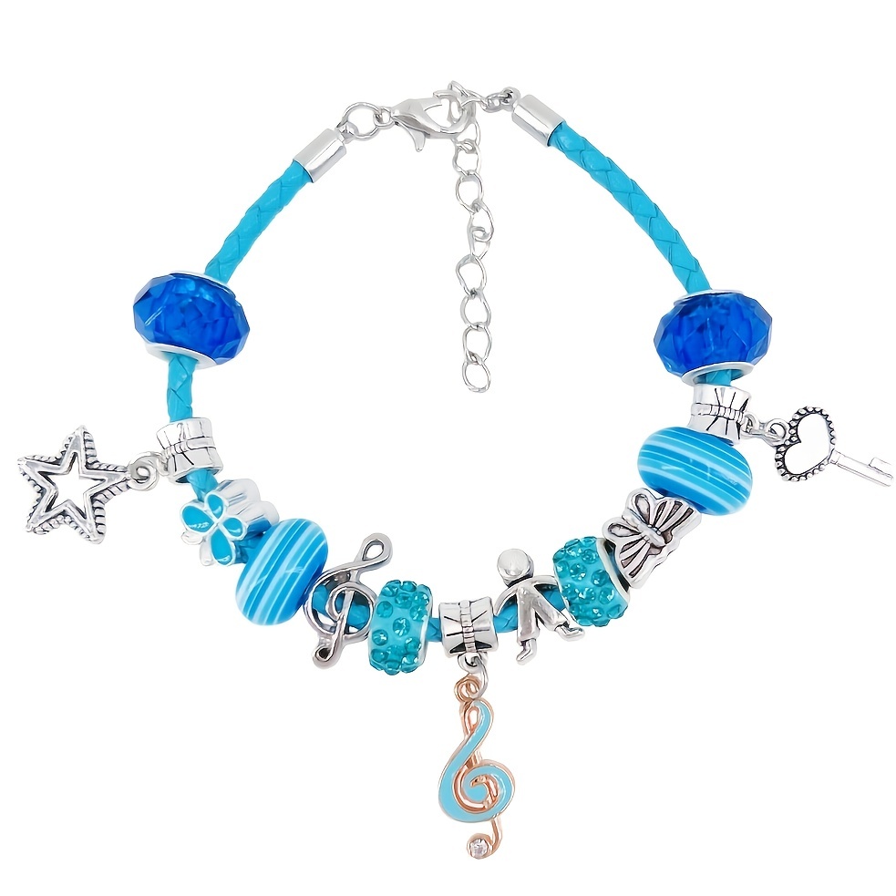 Crystal Bracelet Making Kit, Blue Charm Beads Jewelry Making Supplies,  Mermaid Unicorn Gifts For Teen Girls