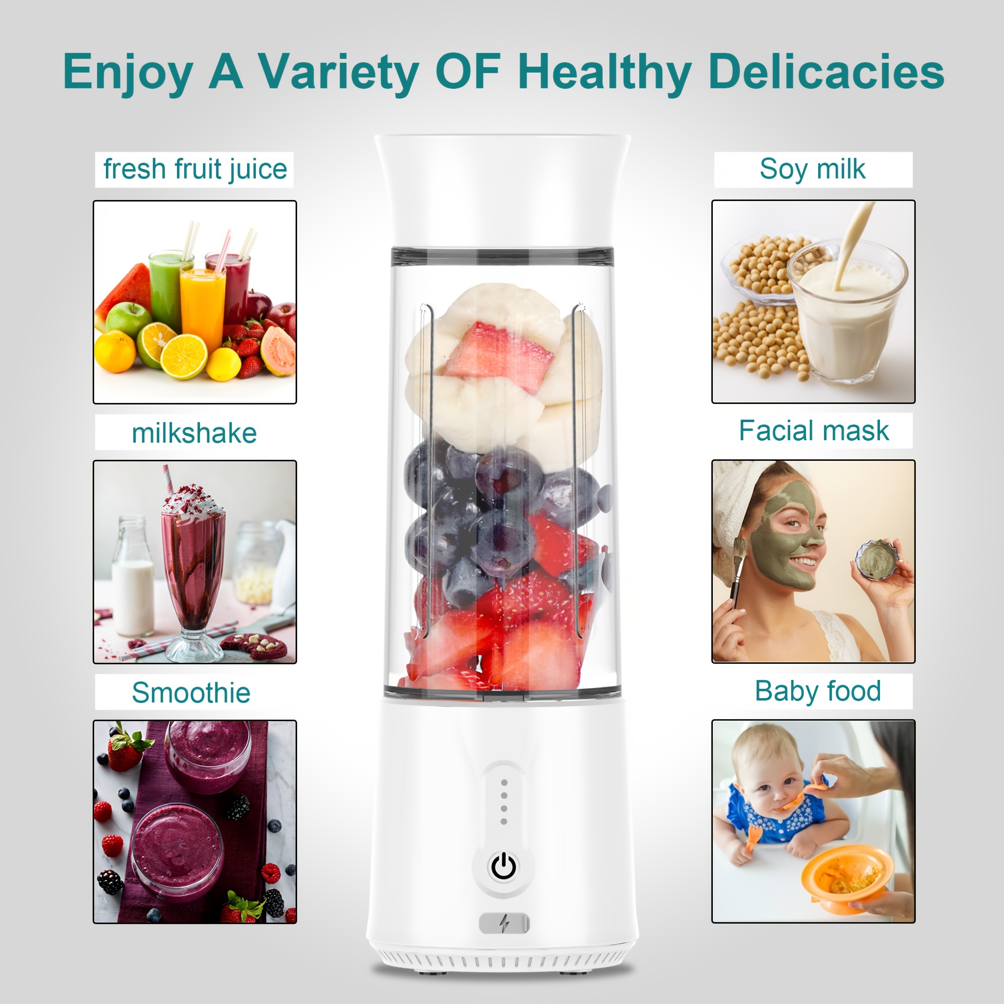 Portable Blender Electric Juicer Fruit Mixers 4000mah Usb - Temu