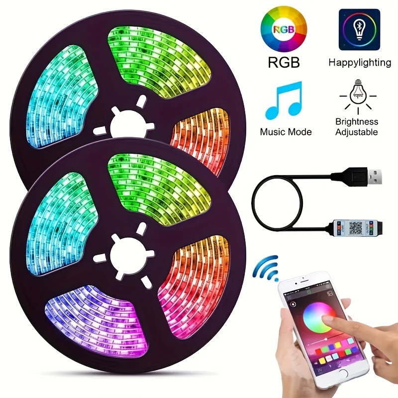 5v Led Strip Lights Set, 5050 Rgb Colorful Usb 24-key Music Tv Background  Atmosphere Light, Suitable For Living Room And Bedroom (without Battery) - Temu  New Zealand