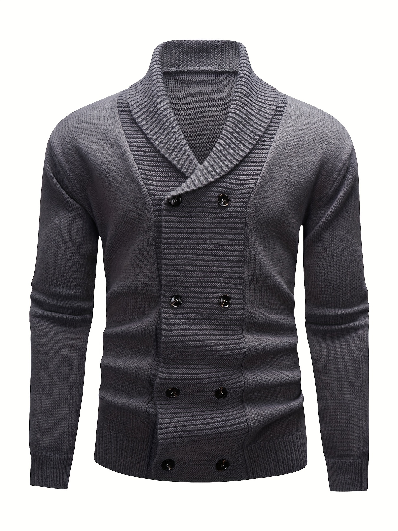 Plus Size Men's Casual Style Long-sleeved V Neck Cardigan Plus Thick  Sweater, Men's Plus Velvet Loose Medium Stretch Knitted Clothes For Big &  Tall