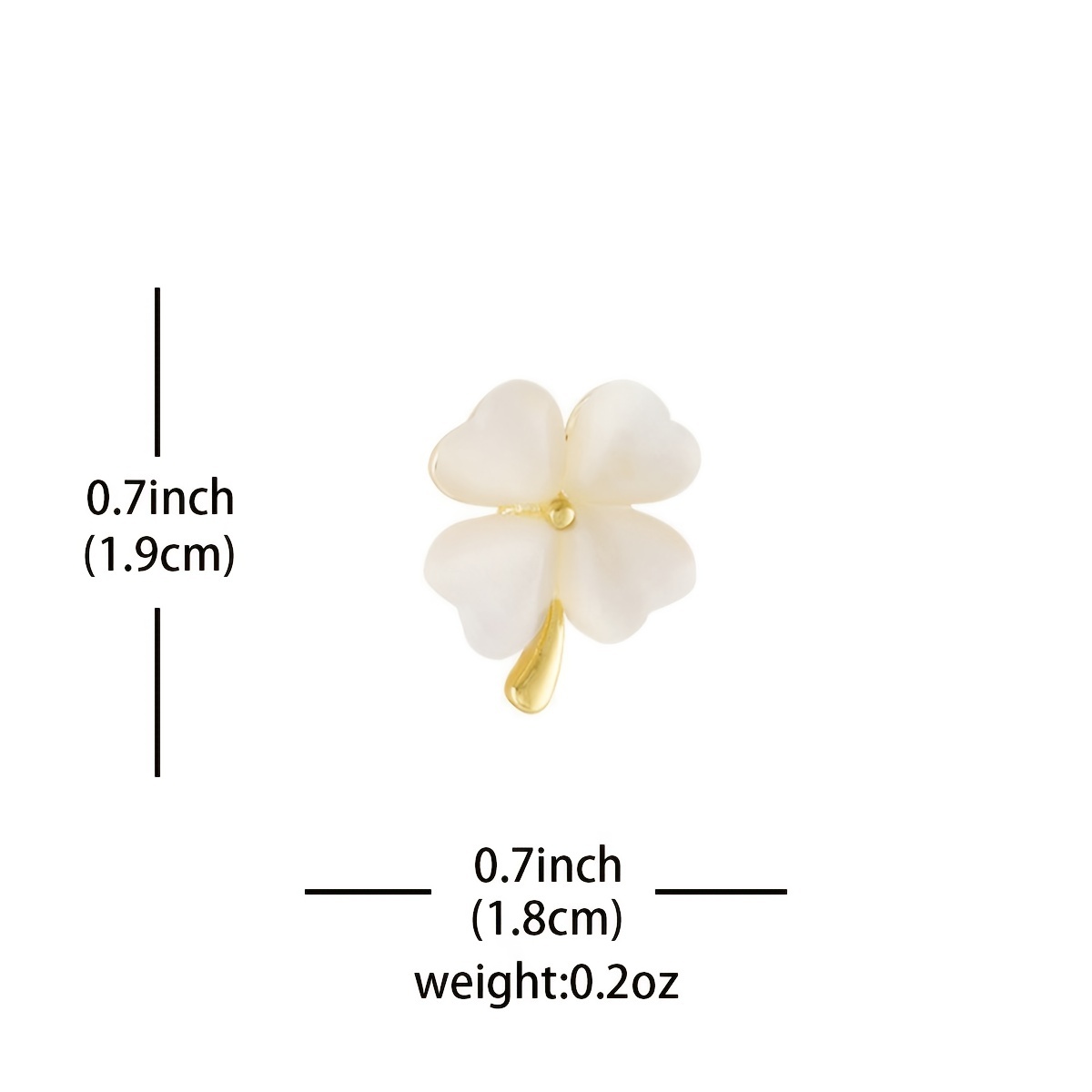 Cat's Eye Lucky Four Leaf Clover Small Brooch Collar Pin