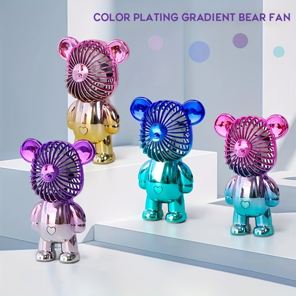 1pc electroplated bear handheld fan 5 51 3 74 2 56in details 8