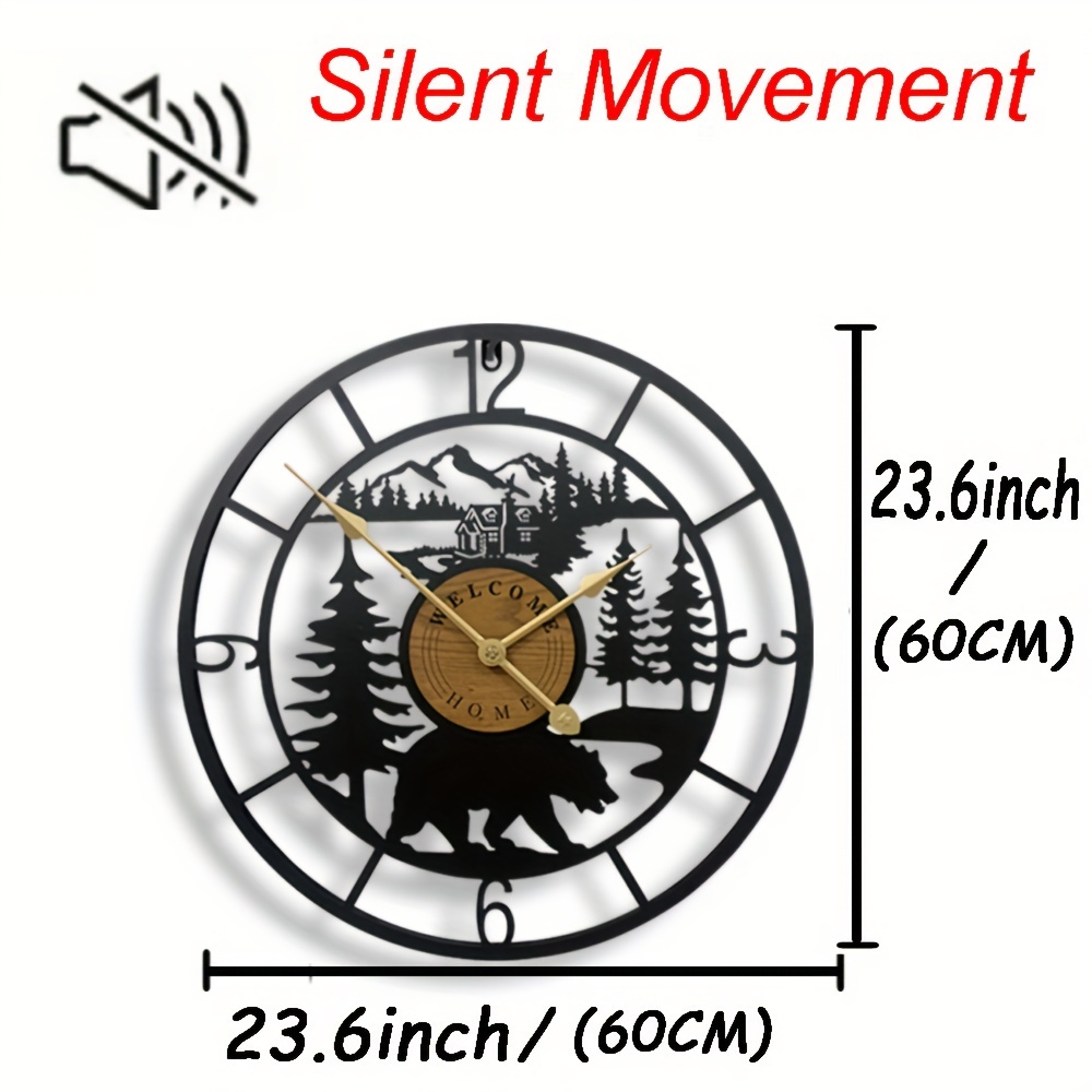 1pc Orologio Parete Silenzioso In Metallo Oversize Forest - Temu Italy