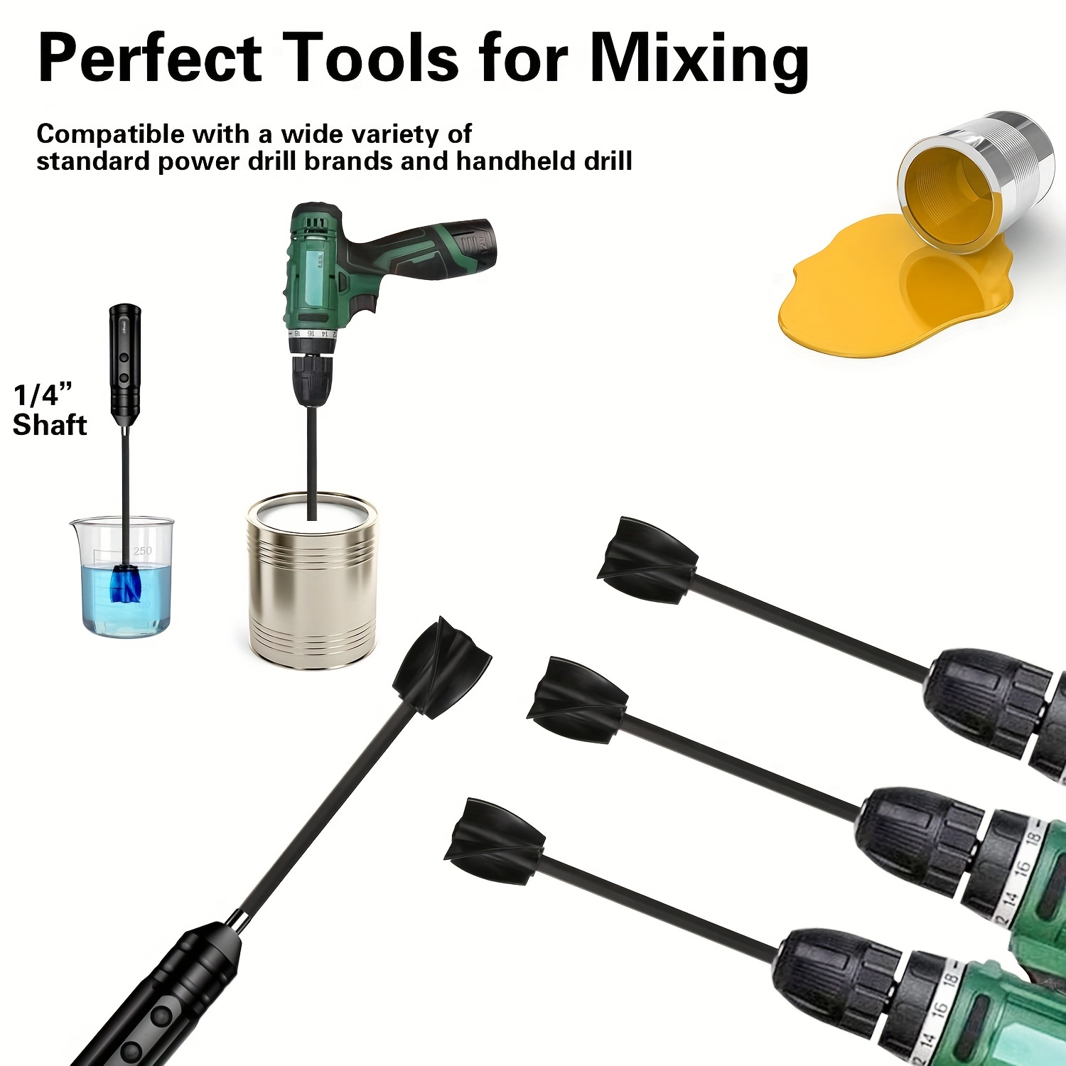 6 Pieces Resin Mixer Epoxy Mixer Attachment Compatible With Drill Resin  Mixer Paddles Epoxy Resin Compatible With Tumblers