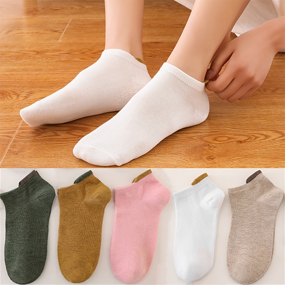 Simple Ankle Socks Comfortable Breathable Solid Socks - Temu