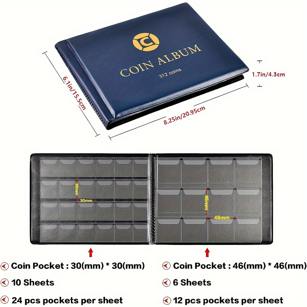 Coin Collector Album With 312 Pockets For Coins Banknotes - Temu