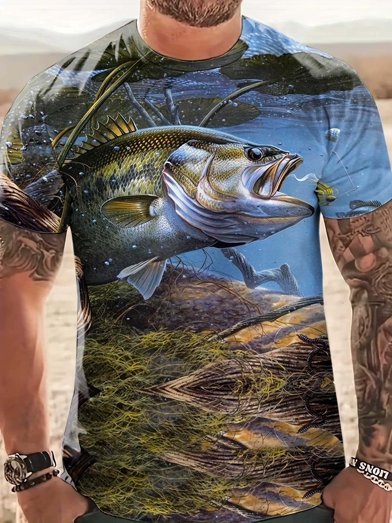 Camiseta Estampado 3d Pesca Hombre Camiseta Novedosa Manga - Temu