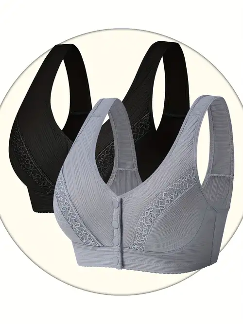 Gotoly Women Post Surgical Bra Front Closure Zip Hooks Sports Bras  Racerback Support Wirefree Adjustable Straps(Black Medium)