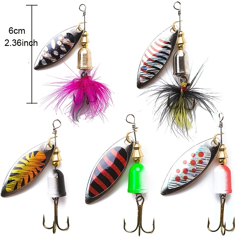 5 Pieces Fishing lure Fishing Bait 4 Pcs Fishing Hard Spinner Lure  Spinnerbait Pike Bass Crankbaits Artificial Bait Tackle Hook,MU 