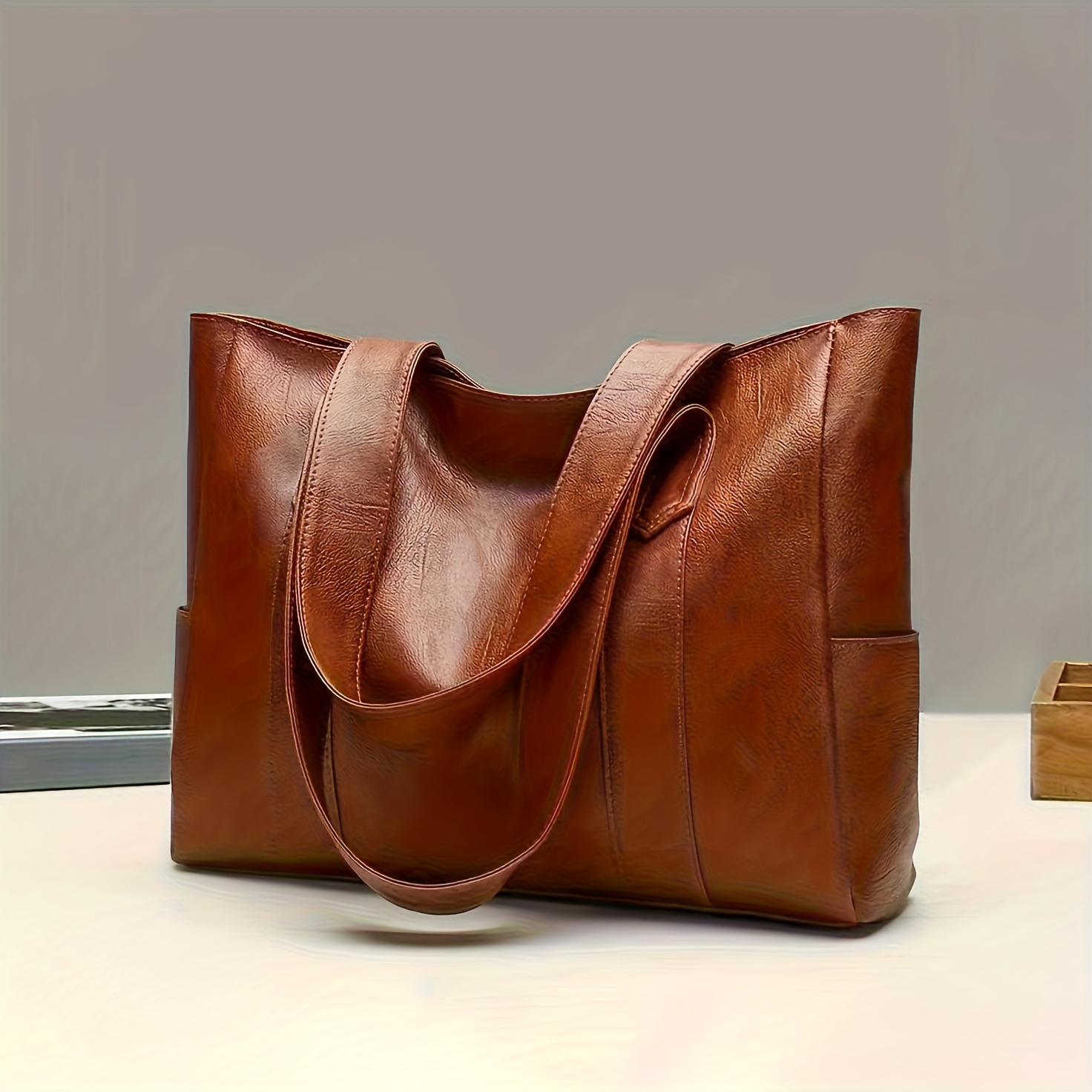 

Fashion Large Capacity Tote Bag, Solid Color Shoulder Bag, Women's Casual Handbag For Commute