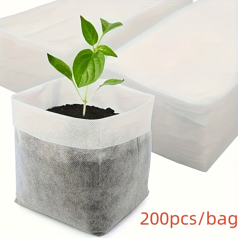 100/200x Plant Grow Bags Biodegradable Non-woven Fabric Nursery Bag  Seedling Pot