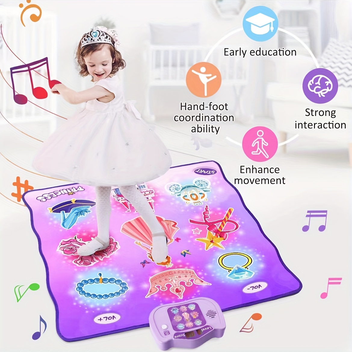jolly fun double dance mat, gift toys for girls 3 4 5 6 7 8 years