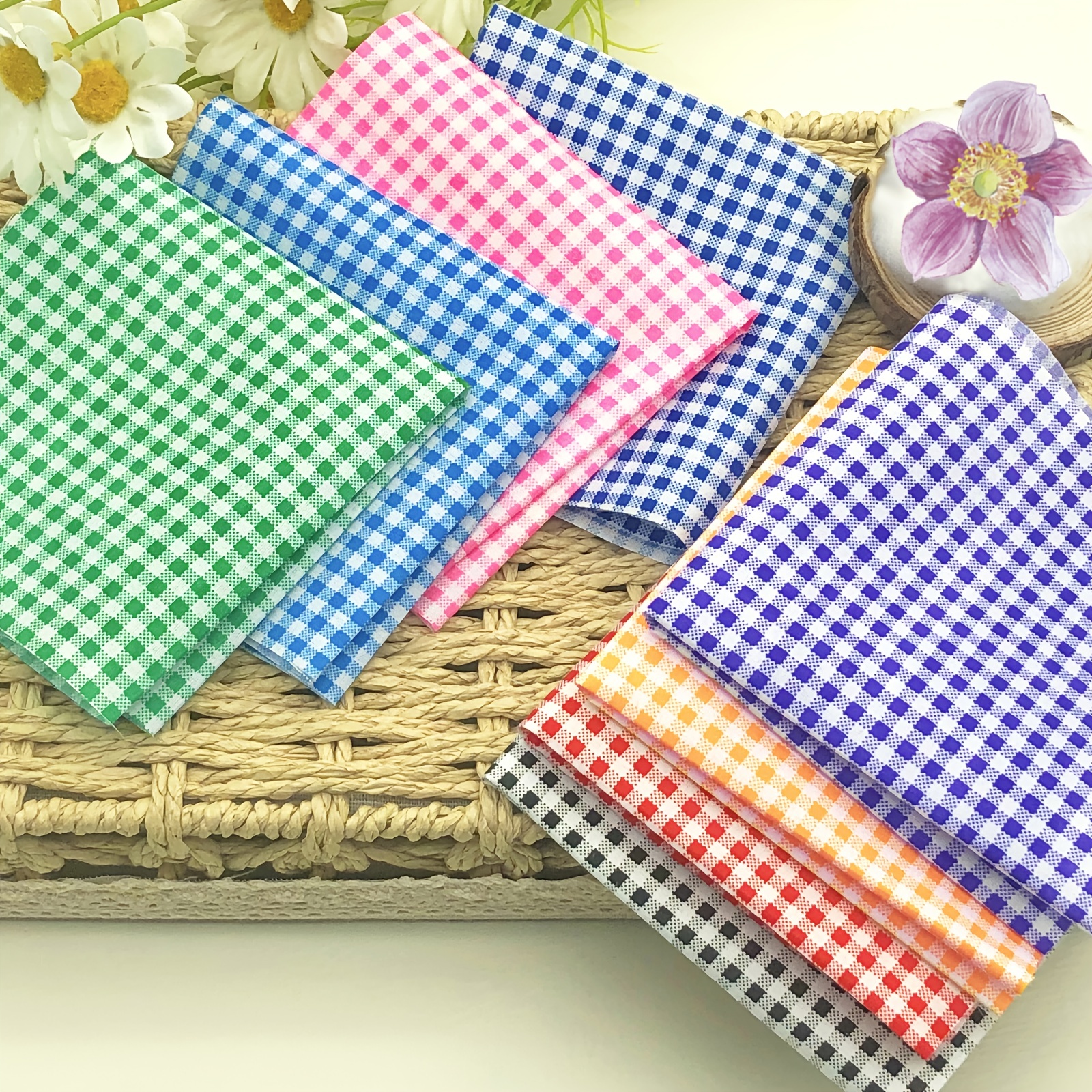 Colorful Plaid Polyester Fabric Squares Pre Cut Design - Temu