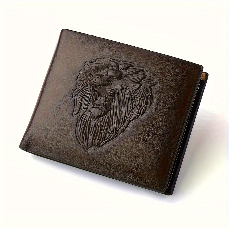 1pc New Mens Lion Embossed Pattern Wallet Pu Leather Trifold Money Clip Multi Card Slot Zipper Wallet Mens Purse Gift Shop The Latest Trends Temu Canada