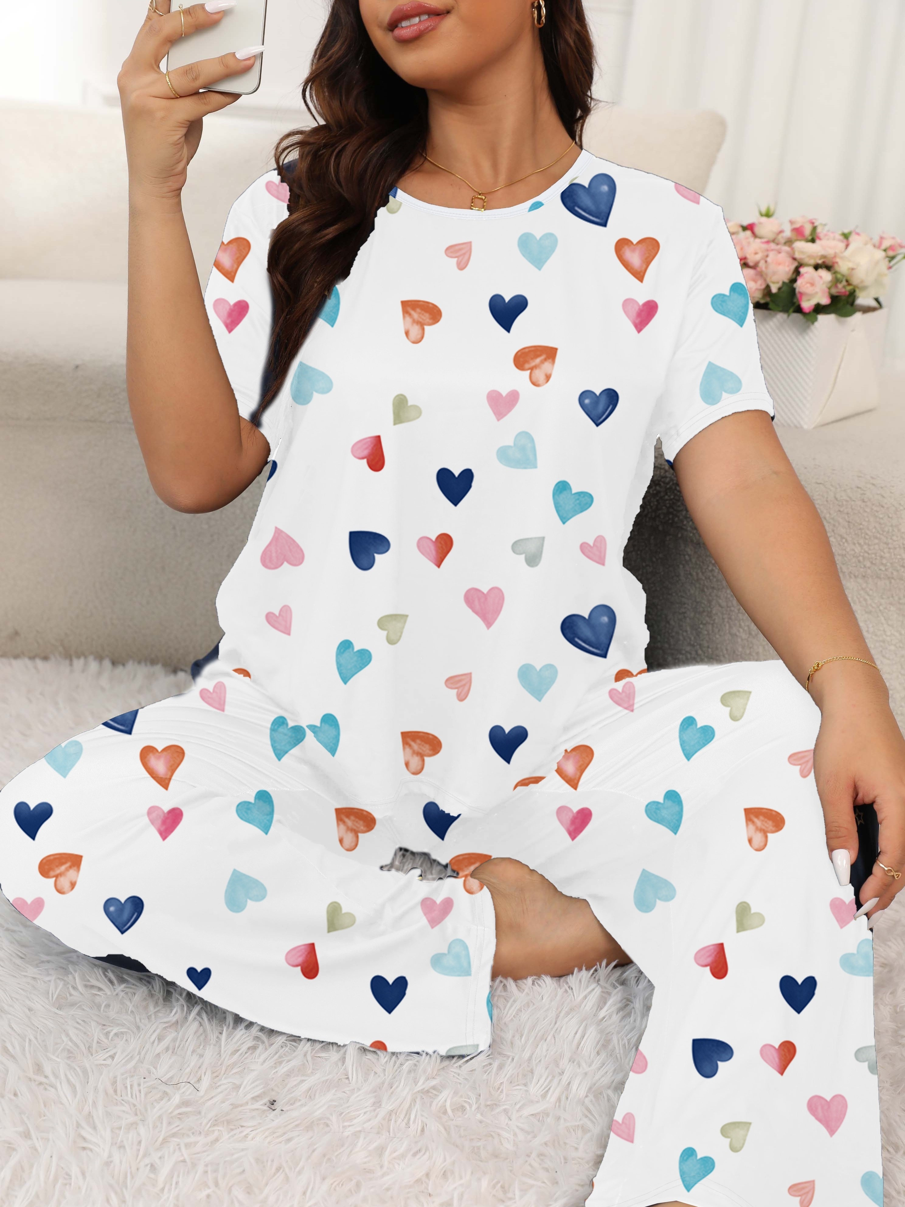 Plus Size Cute Pajama Bottoms Women's Plus Heart Strawberry - Temu