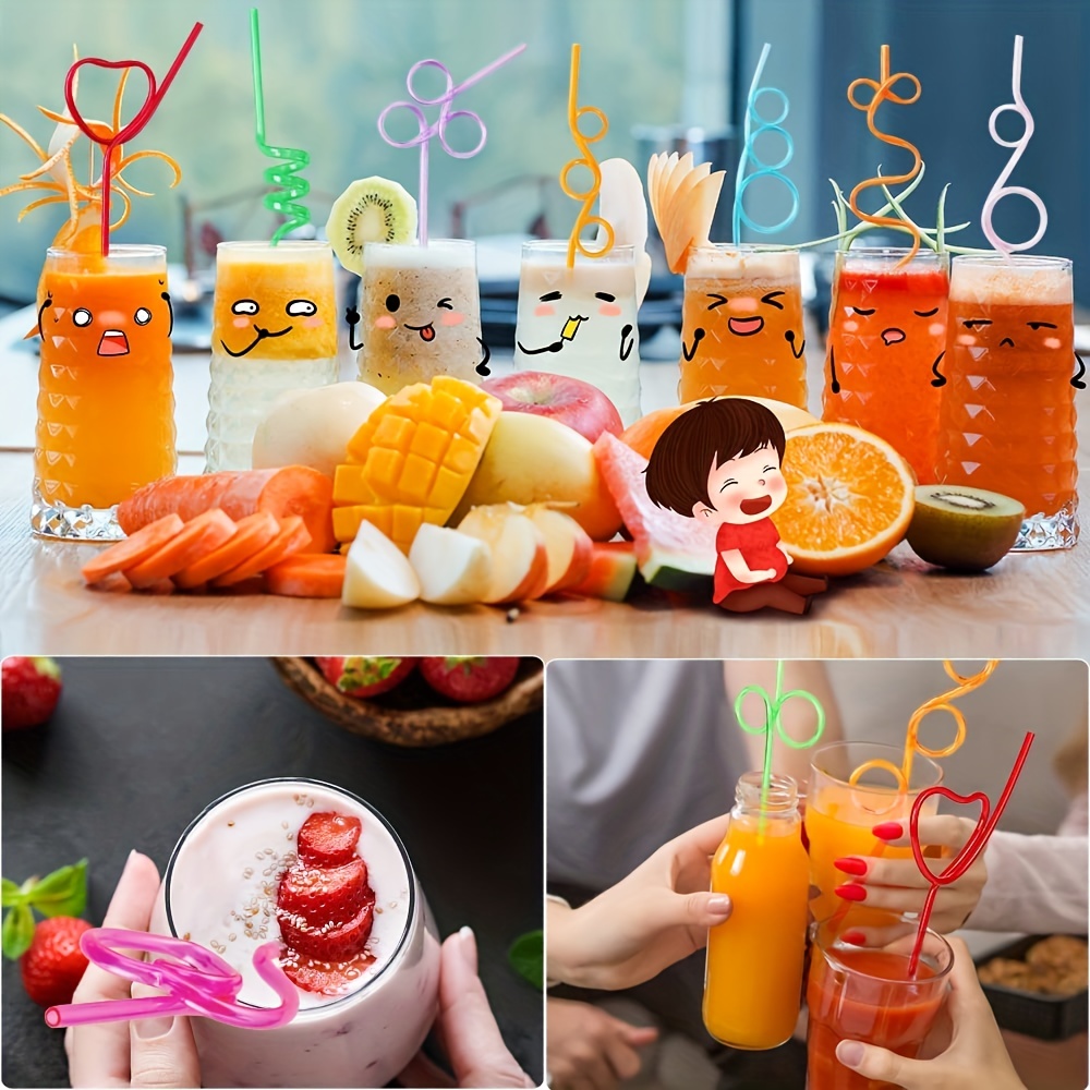 Plastic Christmas Straws Reusable, Plastic Drinking Straws for