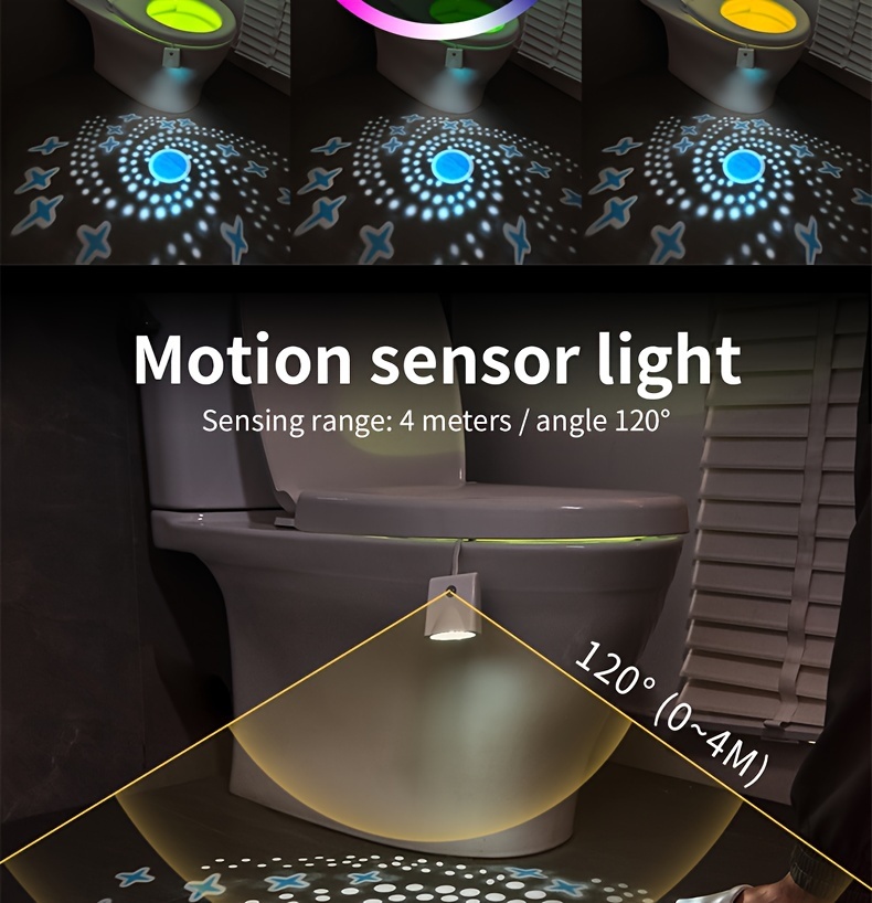 Smart Pir Motion Sensor Toilet Projection Night Light Ip65 - Temu