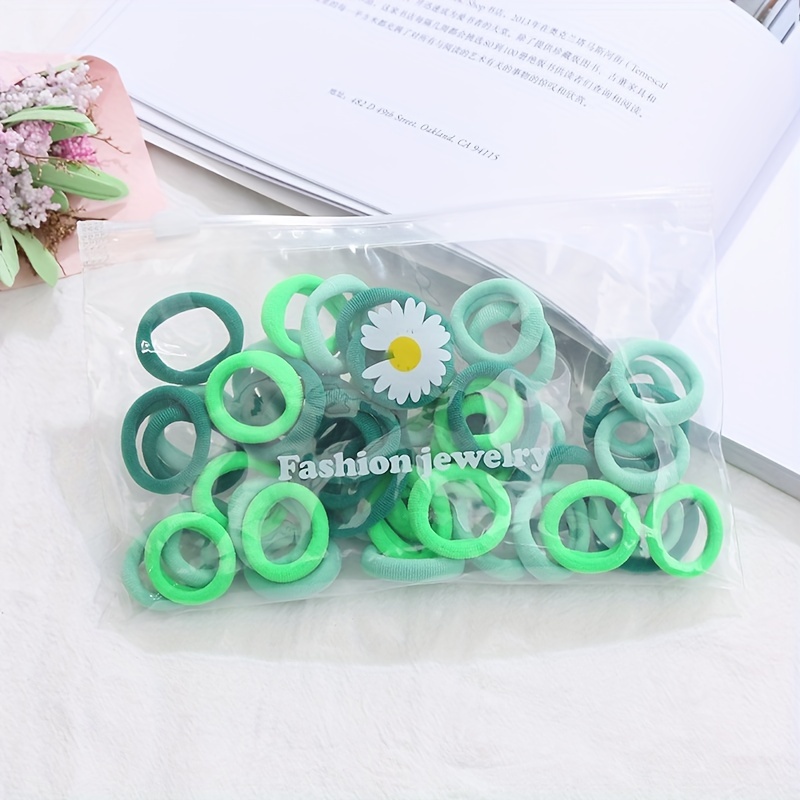 50Pcs/Bag Children's Hair Bands, Hair Ties Candy Colored Hair Tie Elastic Ponytail Holders Hair Accessories for Women Girls Toddlers,Temu