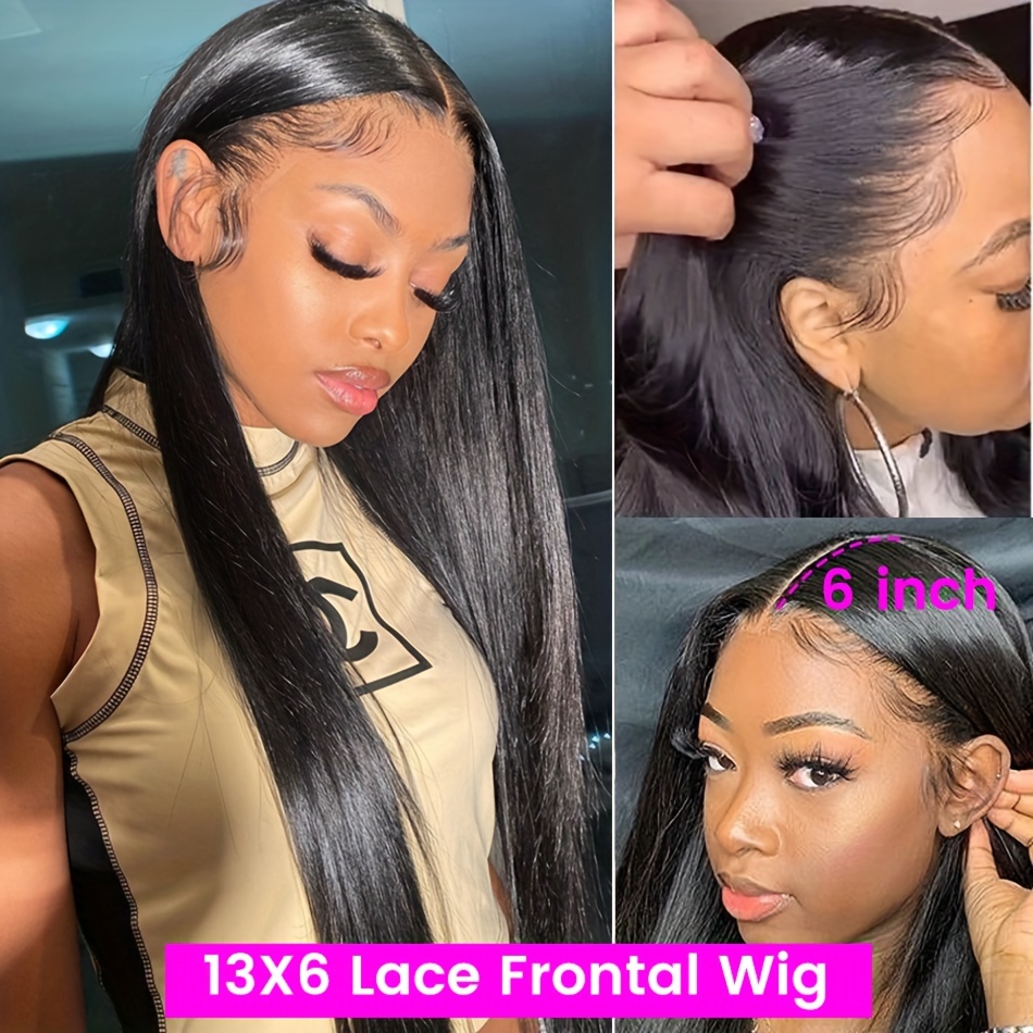 Hd Lace Front Human Hair Wigs Straight 13x6 Transparent Lace - Temu Canada