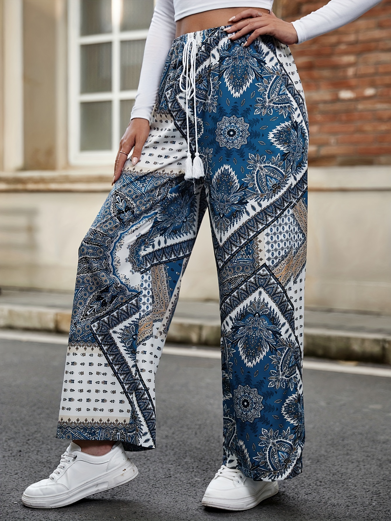 Floral Print Drawstring Waist Pants