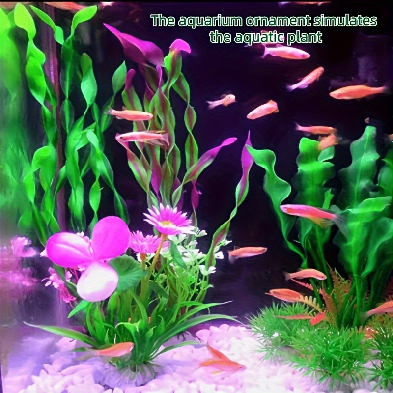 2pcs Artificial Underwater Plants, Aquarium Fish Tank Seaweed Decoration,  Green Purple Water Grass Decoration
