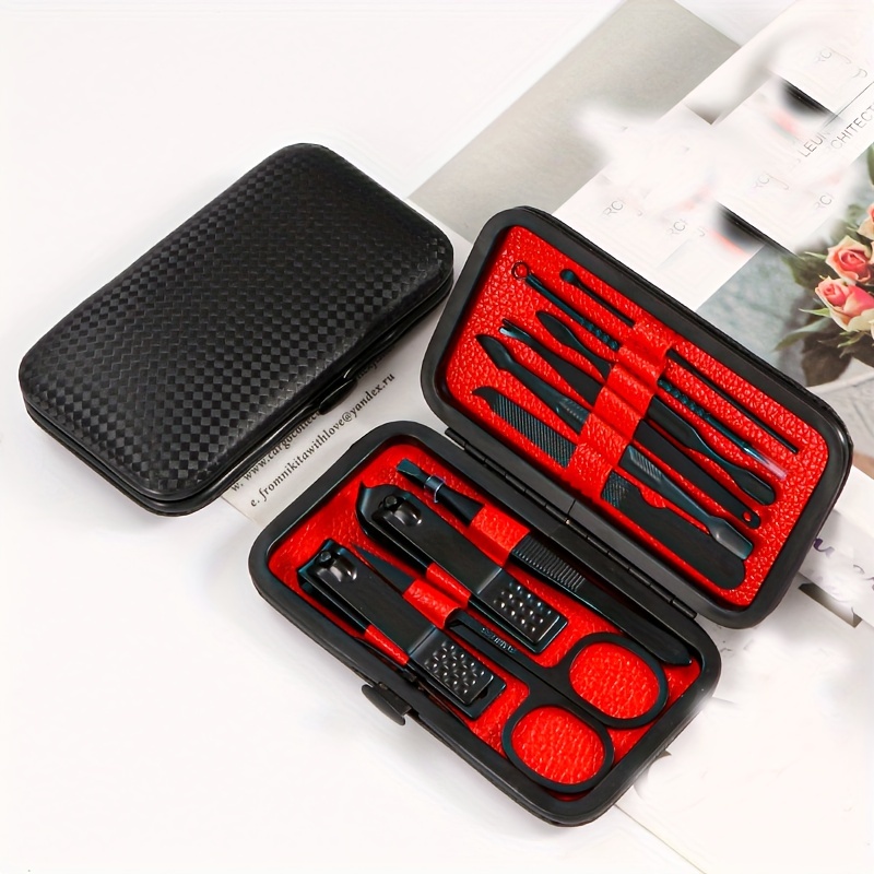 Manicure Set Travel Mini Nail Clippers Kit Pedicure Care Tools 10Pcs  Stainless Steel Grooming kit Coffee Grid 