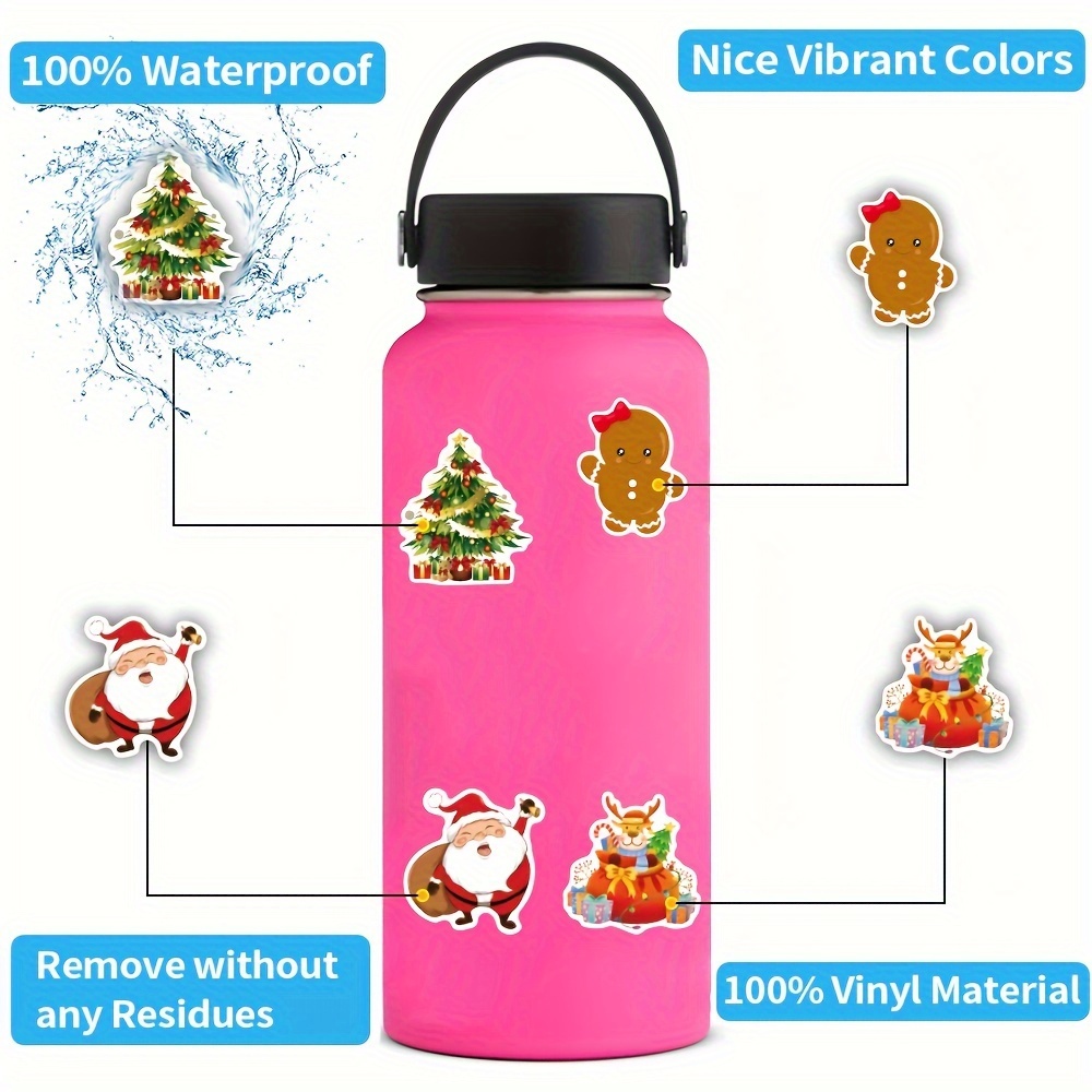 50Pcs Christmas Stickers for Kids, Cute Santa Vinyl Water Bottle Skateboard  Laptop Decals Pack(Christmas)