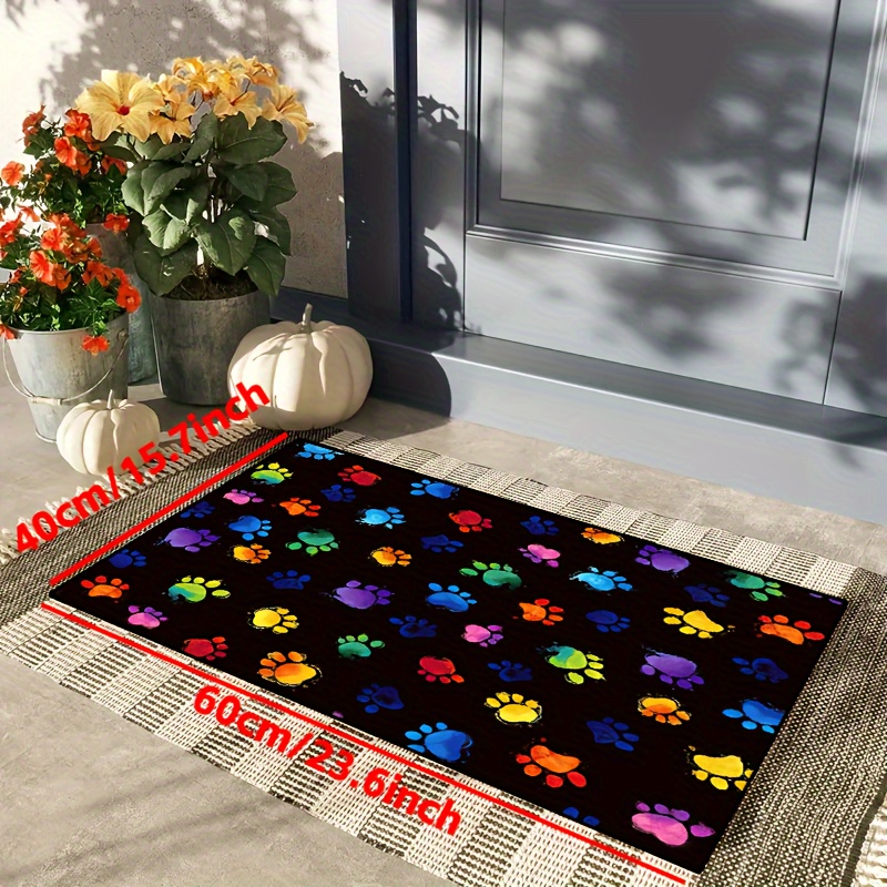 Colorful Paw Pattern Door Mat Non slip Oil proof Floor - Temu