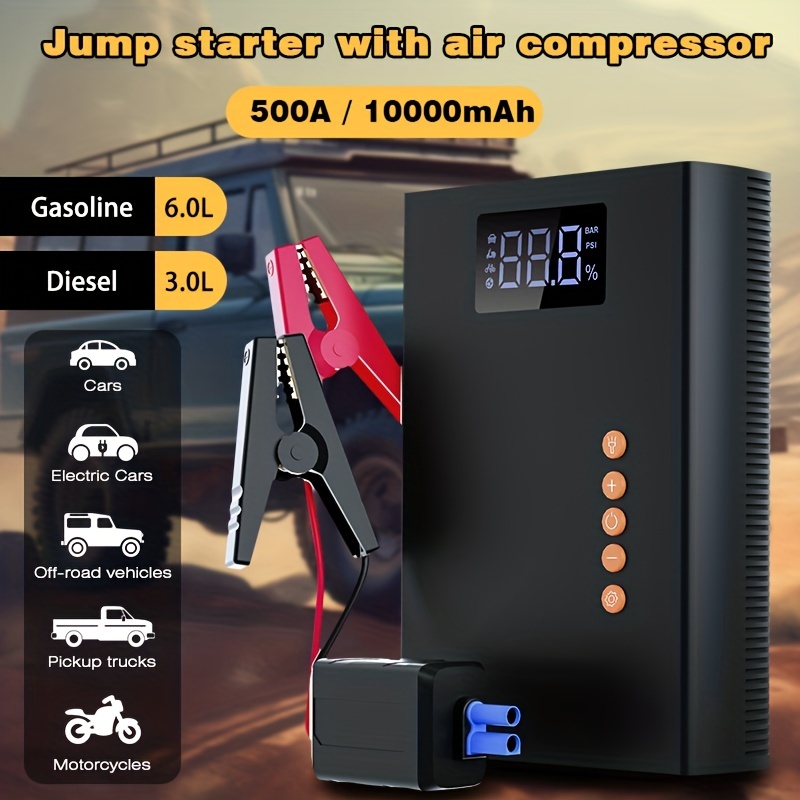 1pc 12v Car Jump Starter Battery Power Bank For 8000mah Portable