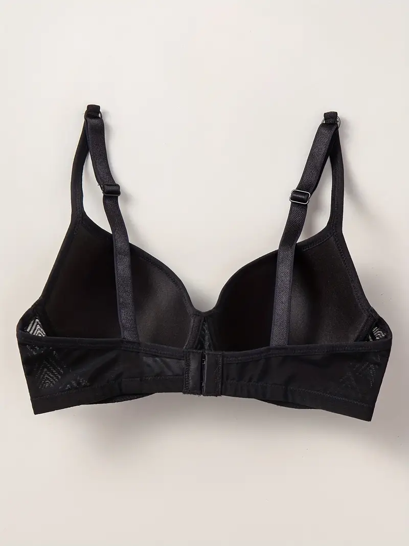 Contrast Lace Push Bra Comfy Breathable Everyday Bra Women's - Temu Canada