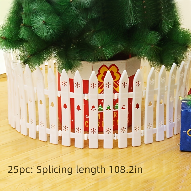 LTS FAFA Clôture d'arbre de noël en PVC blanc, 10 pièces, clôture Miniature  détachable, décoration