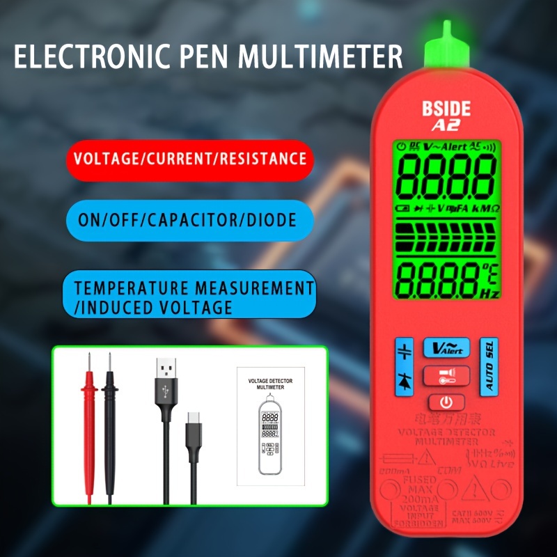 Multimètre numérique intelligent A3 entièrement automatique anti-brûlure  détection de tension, multimètre numérique à écran LCD, testeur de  voltmètre