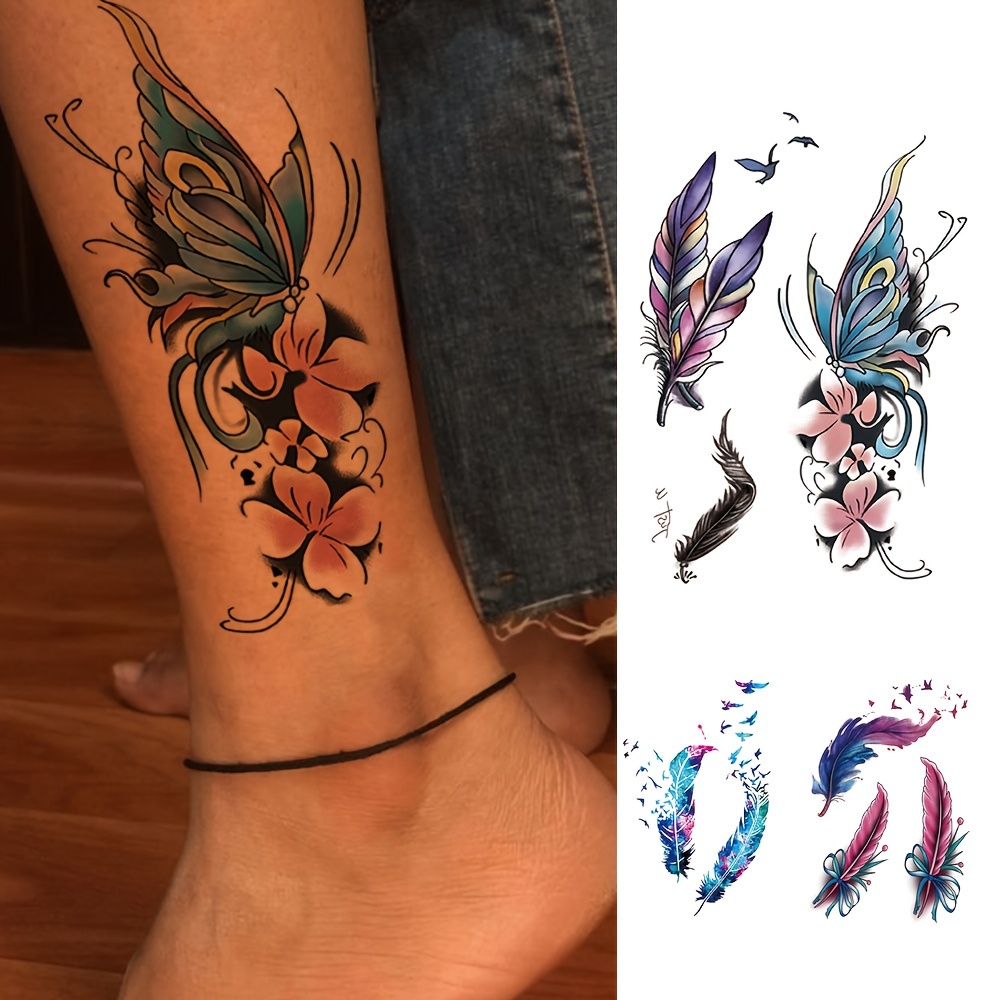 Bird And Feather Tattoo - Free Returns Within 90 Days - Temu Bulgaria