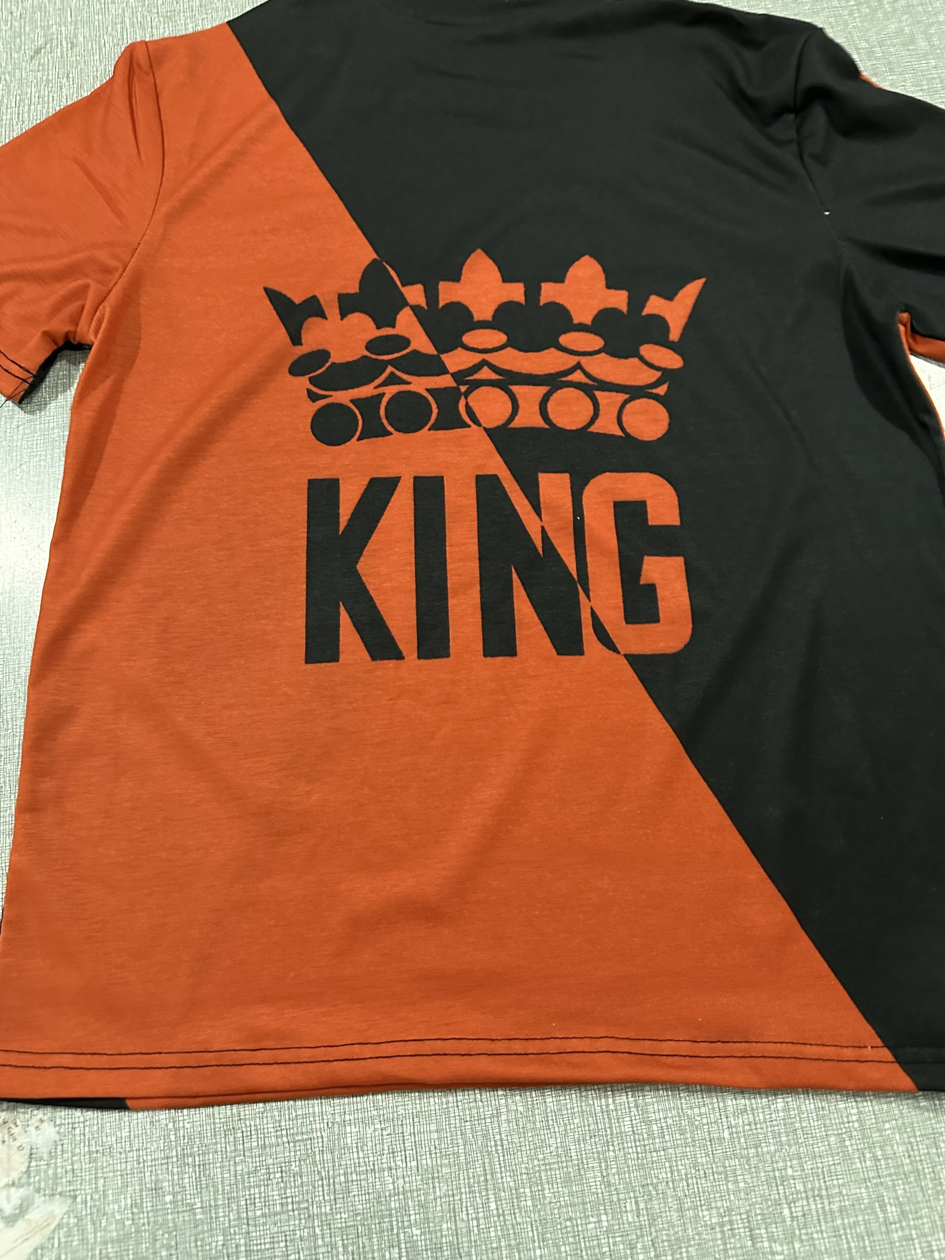 Camiseta Creativa Estampado Letras King Bloque Color Hombres - Temu Mexico