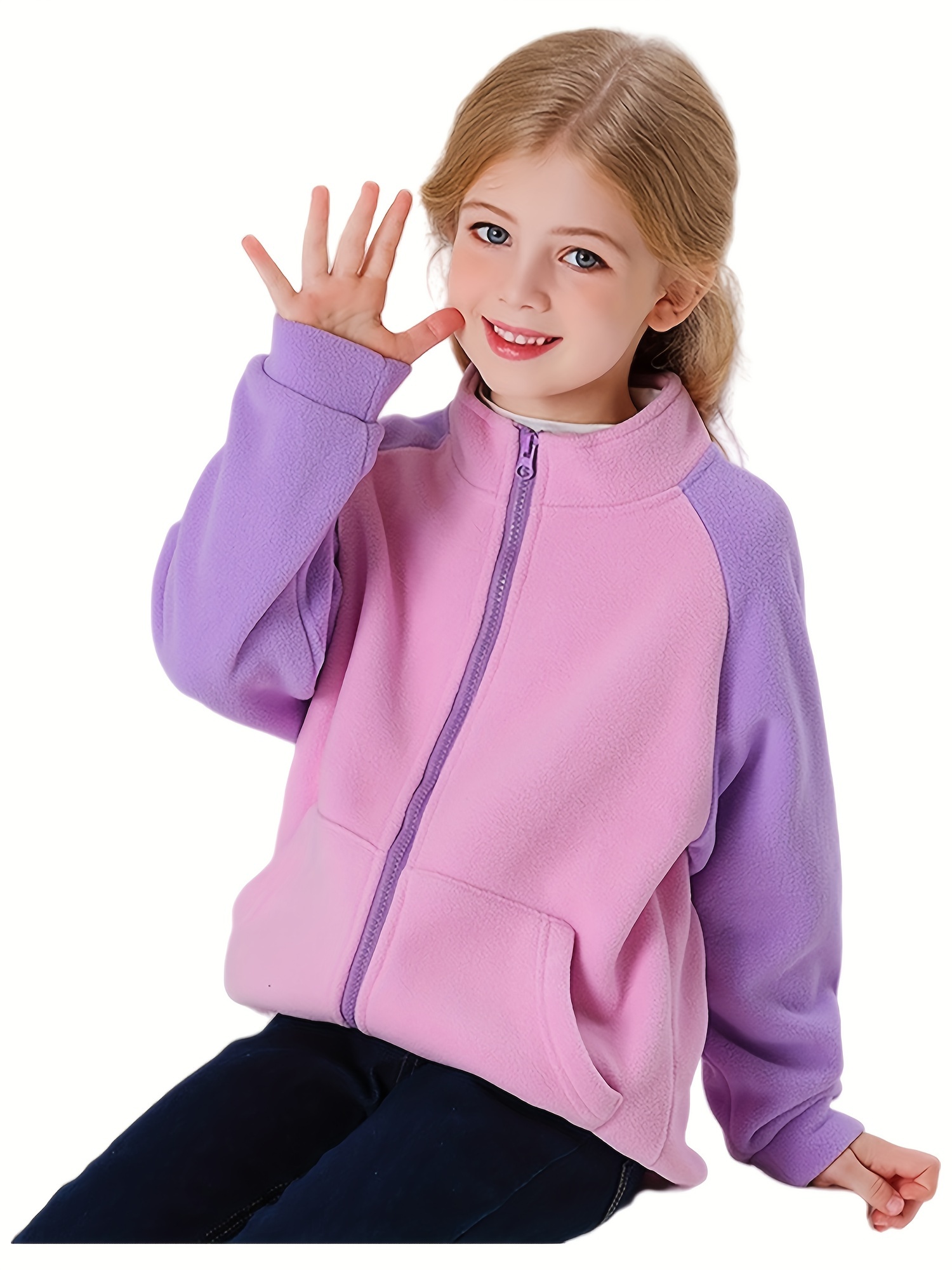 Color block polar fleece jacket