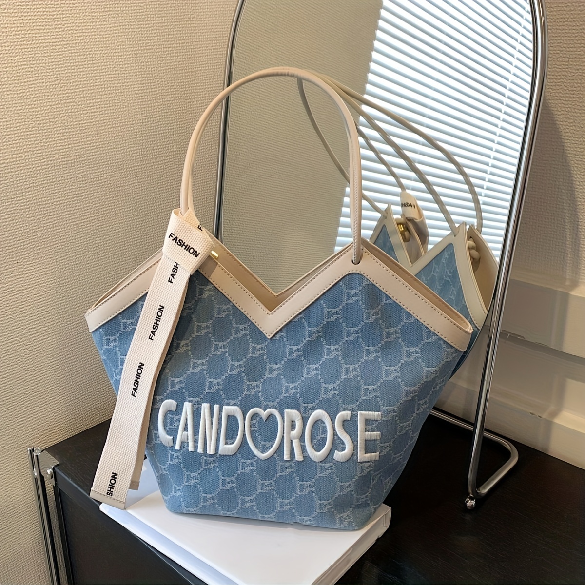 Letter Embroidered Shoulder Bag