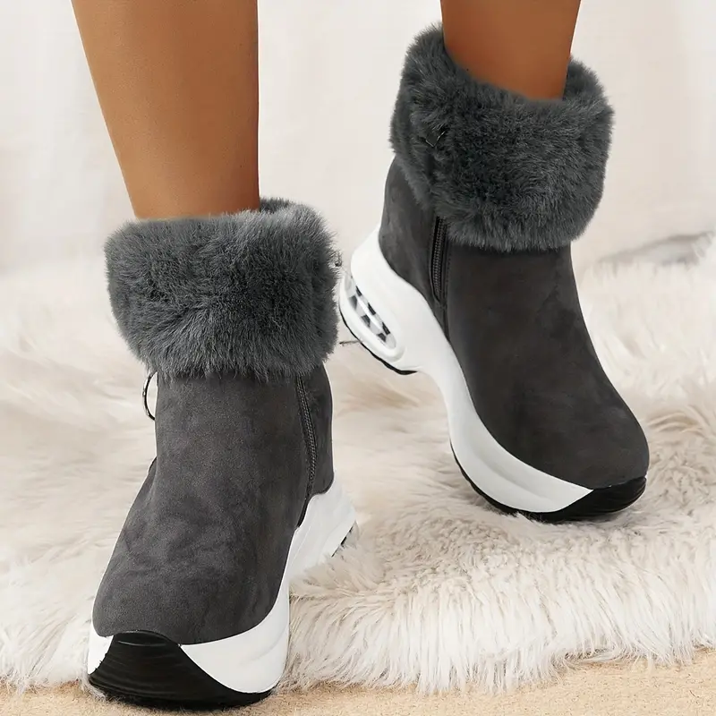 womens platform short boots comfortable side zipper ankle boots stylish plush lined boots details 6