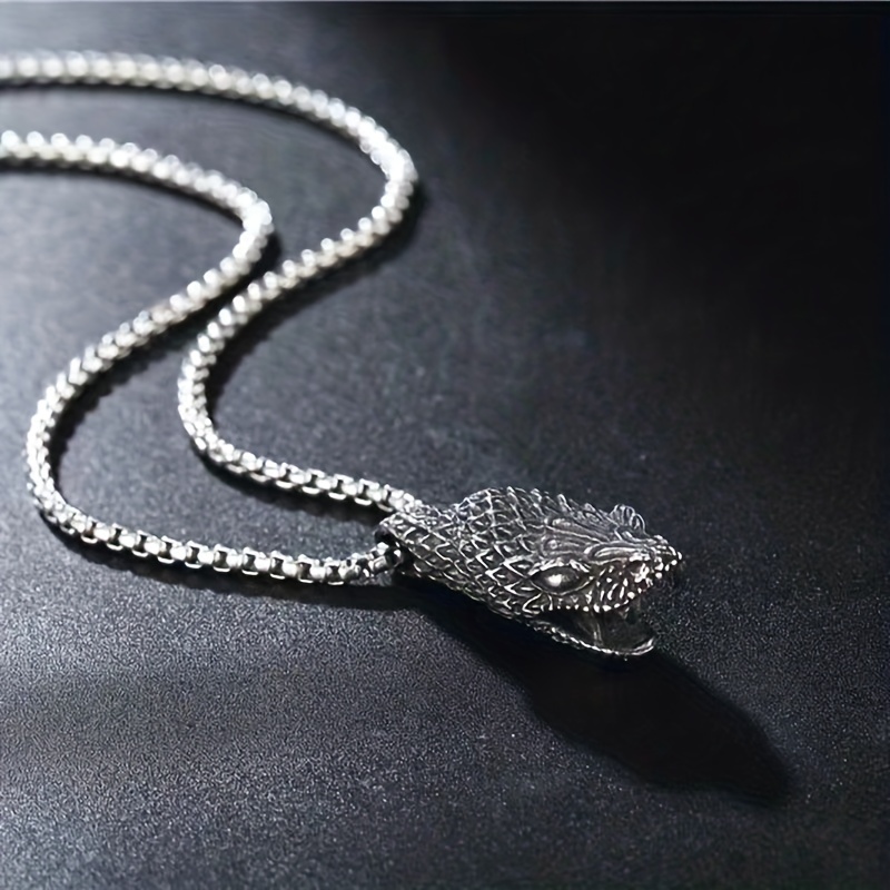 Threaded Snake Bone Chain Necklace, Male Neck Chain, Cool And Handsome  Stainless Steel Jewelry - Temu United Arab Emirates