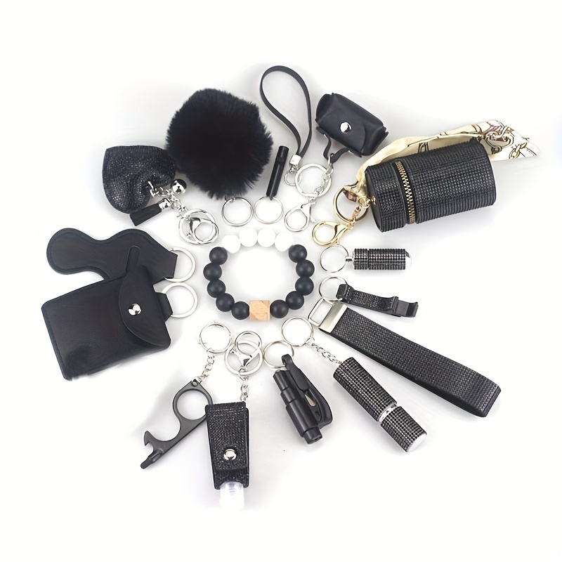 1 ensemble complet de femmes autodéfense porte-clés sécurité alarme  personnelle porte-clés portable