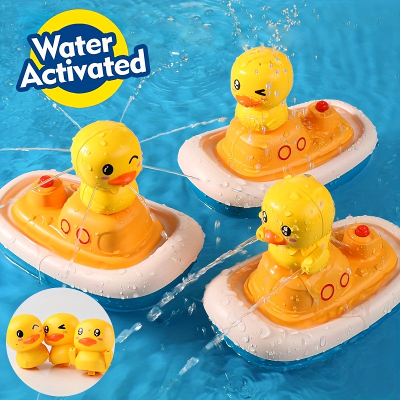 Bath Bathtub Toys for Toddlers 1 2 3 Years Old, Duck Bathtub Toys with  Rotatable Waterwheel/Eyes