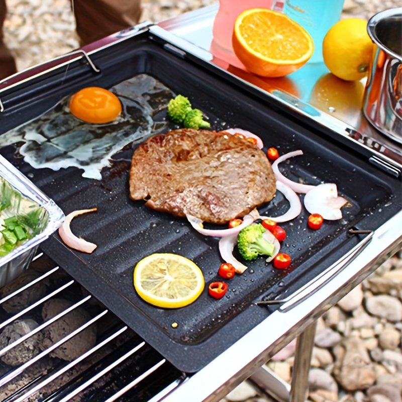 1pc Cast Iron Double Sided Grill, Non-stick Barbecue Pan Suitable For  Indoor Stove Or Outdoor Barbecue Accessories