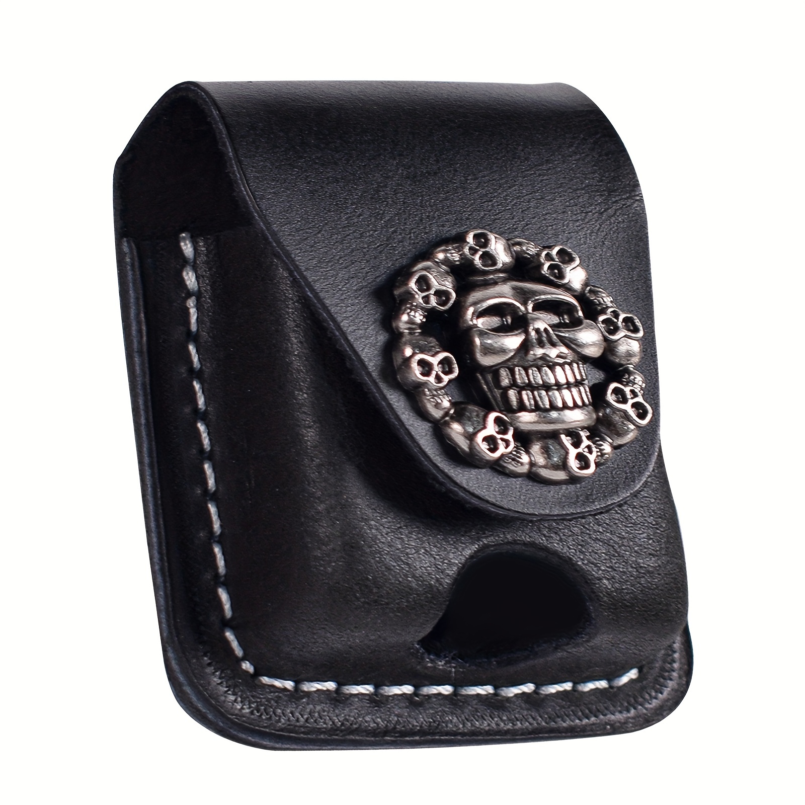 Leather Lighter Case with Skull