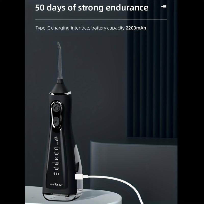 1pc rechargeable electric water flosser with 4  tips for teeth whitening and oral care 5 cleaning modes 300ml detachable reservoir cordless and waterproof perfect for home and travel details 7