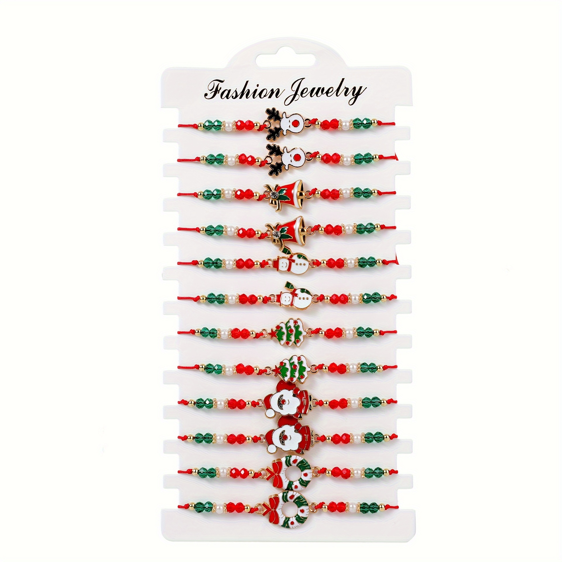 

6/12pcs Christmas Set Santa Claus Bead Bracelets For Men Women